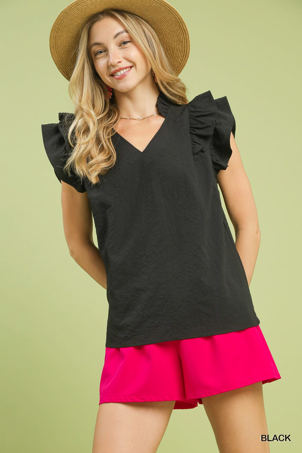 Tiana Textured Ruffle Sleeve Top
