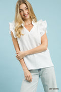 Tiana Textured Ruffle Sleeve Top