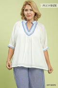 Curvy Sienne Solid Contrast Linen Top