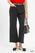 Black High Waist Wide Leg Crop Pants