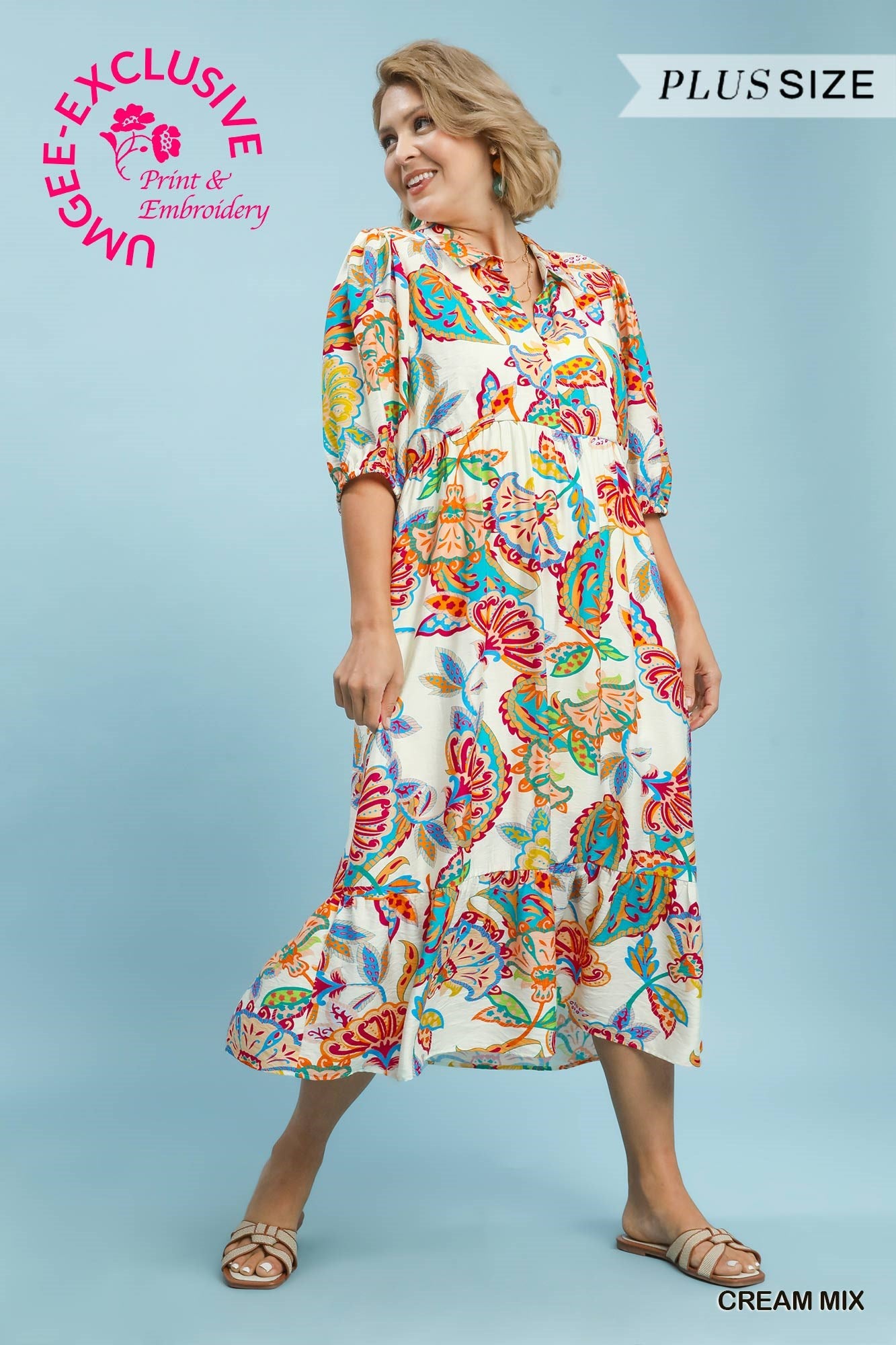 Curvy Layla Mix Paisley Print Maxi Dress