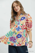 Samantha Summer Floral Ruffle Trim Top