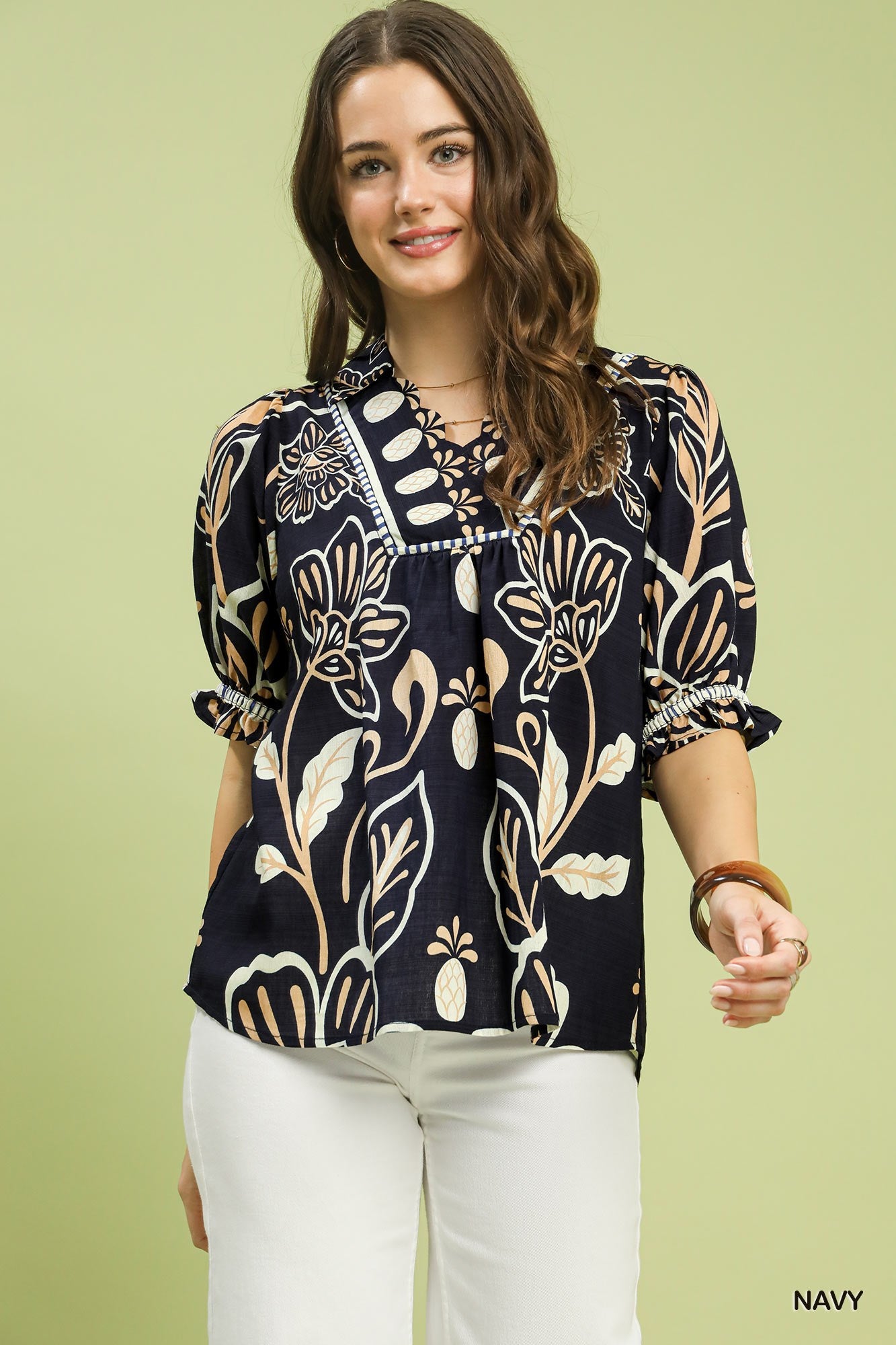 Ellie Boho Floral Puff Sleeve Top