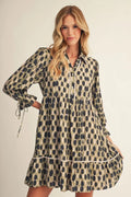 Kaci Spotted Sage Mix Mini Dress