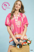 Mila Border Floral Boho Top