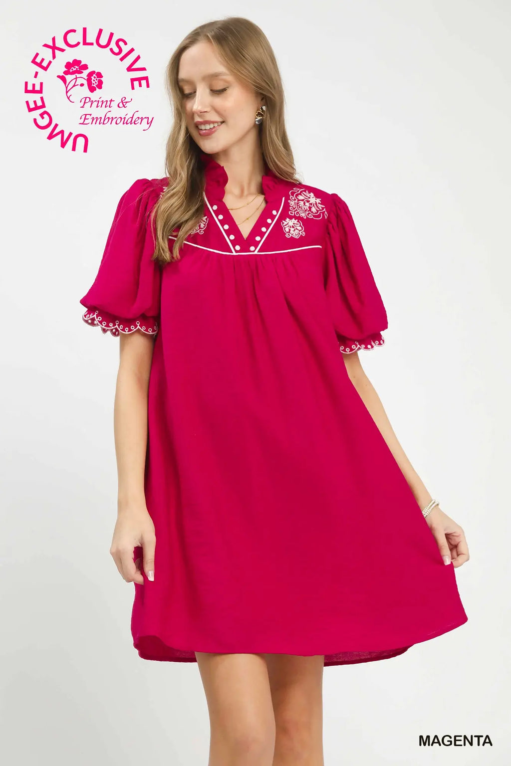 Carole Scalloped Detail Mini Dress
