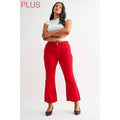 Curvy Mica Husker Red High Rise Ankle Flare Jeans