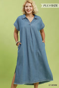 Curvy Savannah Stone Wash Denim Midi Dress