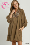 Missy Mocha Floral Embroidered Babydoll Dress