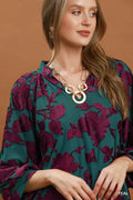 Dawn Textured Floral Ballon Sleeve Top