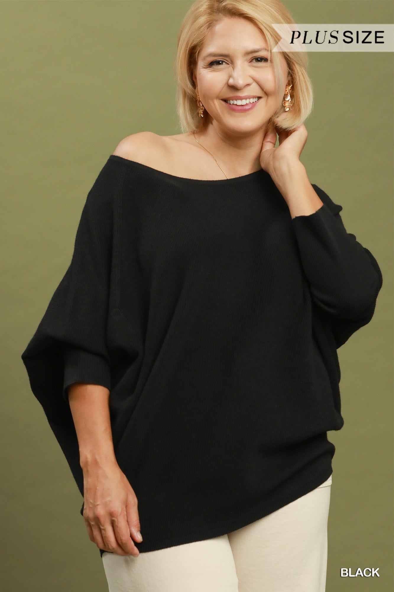 Curvy Claire Boat Neck Knit Sweater Top