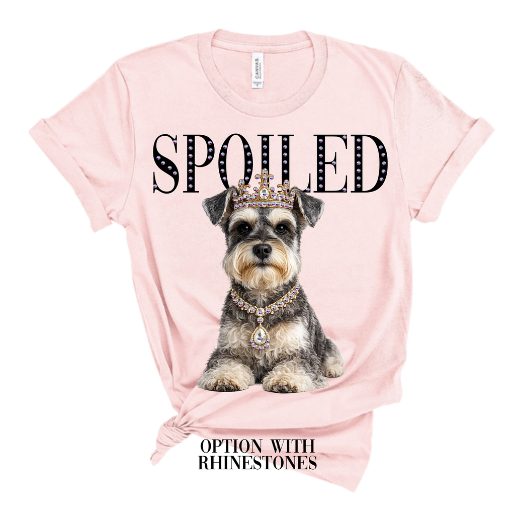 Watson the Schnauzer Spoiled Glam Dog Rhinestone Graphic Tee