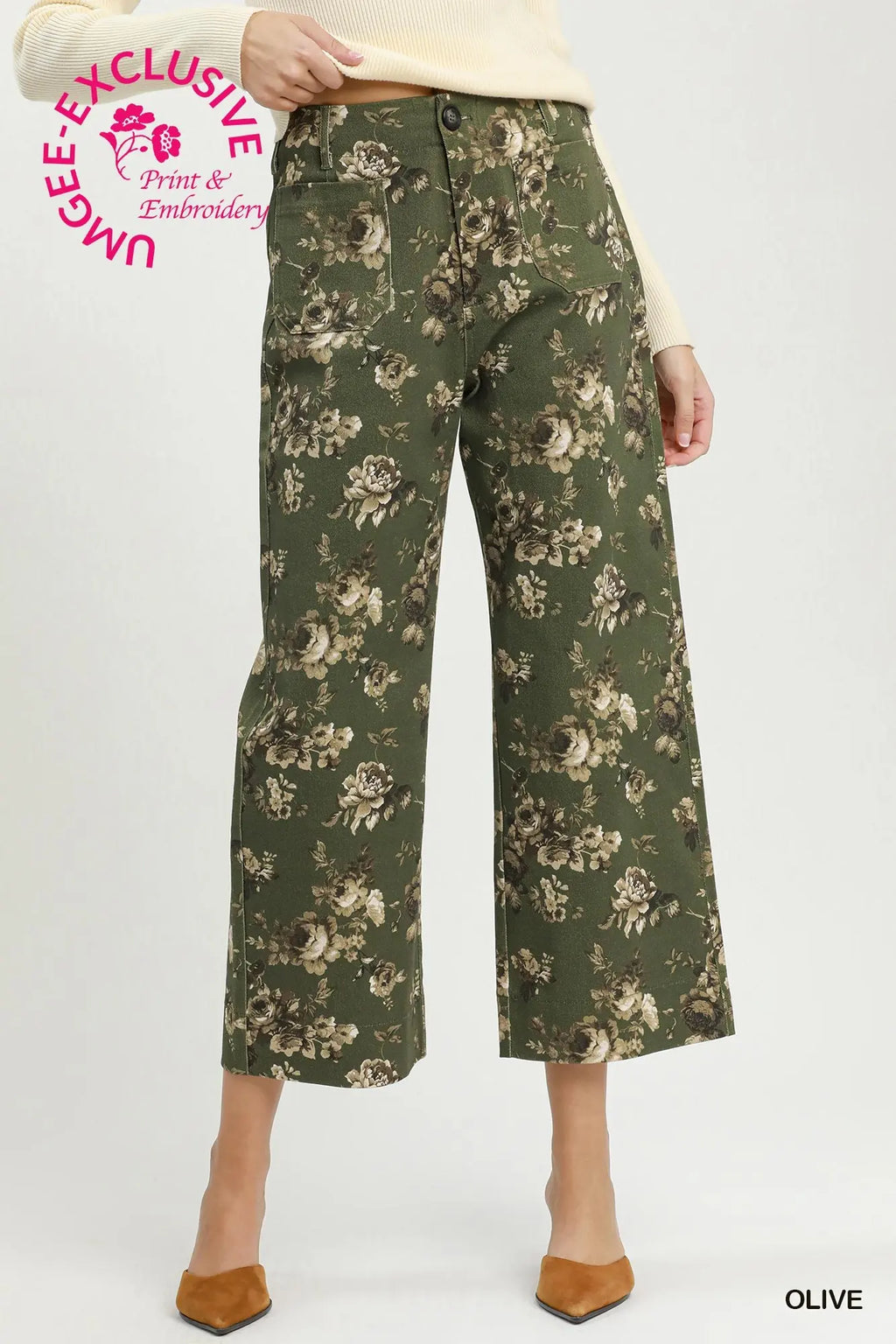 Curvy Hailey Floral Print Wide Leg Pants