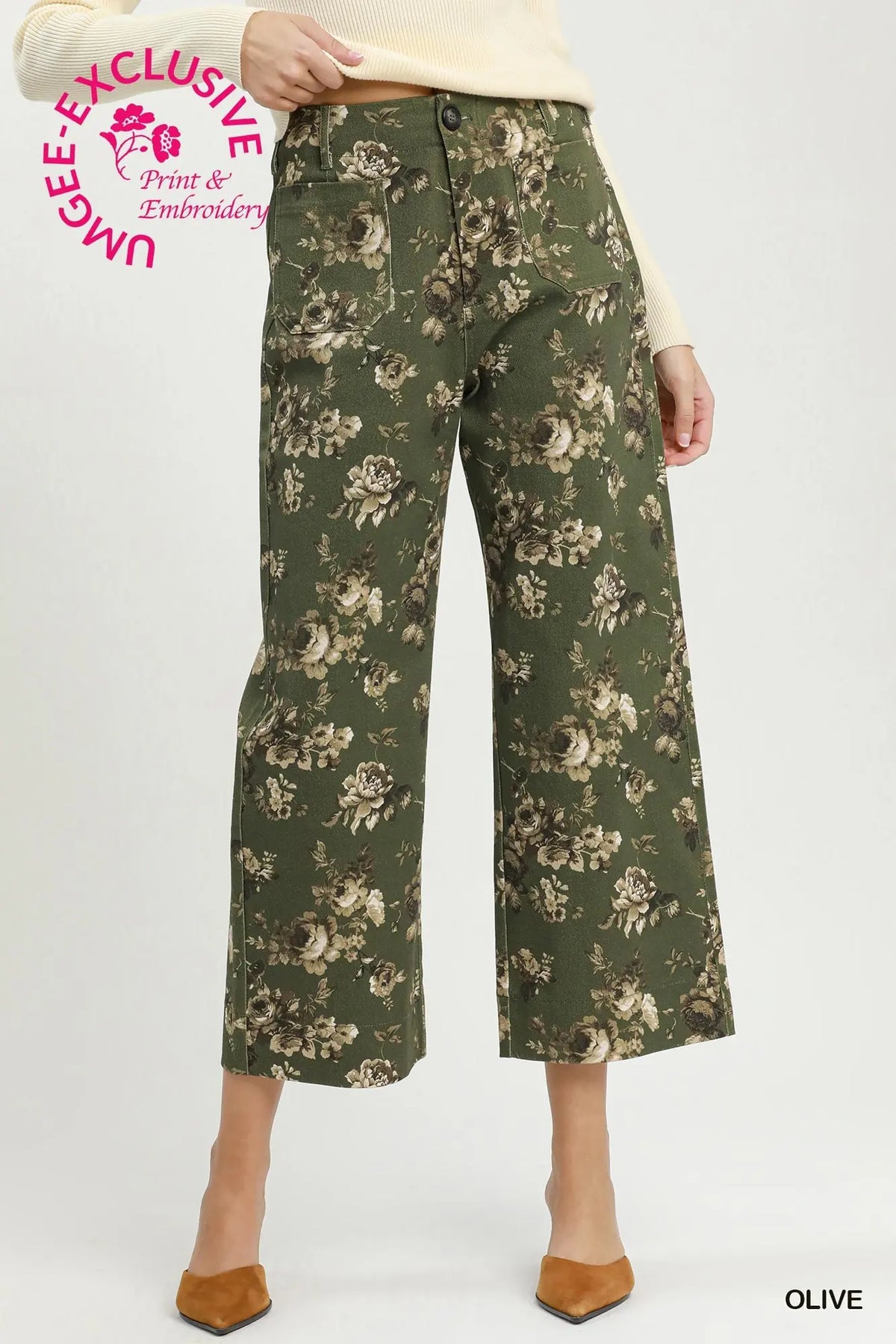 Curvy Hailey Floral Print Wide Leg Pants