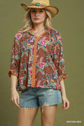 Delaney Floral Contrast Trim Top