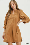 Candace Corduroy Split Neck Shift Dress