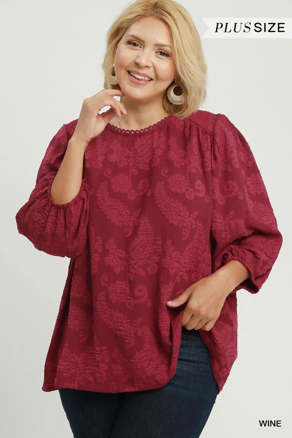 Curvy Paulina Paisley Textured Blouse