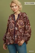 Curvy Elsie Velour Accent Top