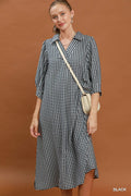 Allison Gingham Check Collared Midi Dress