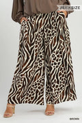 Curvy Ginnifer Animal Print Wide Leg Pants