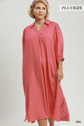 Curvy Allison Gingham Check Collared Midi Dress