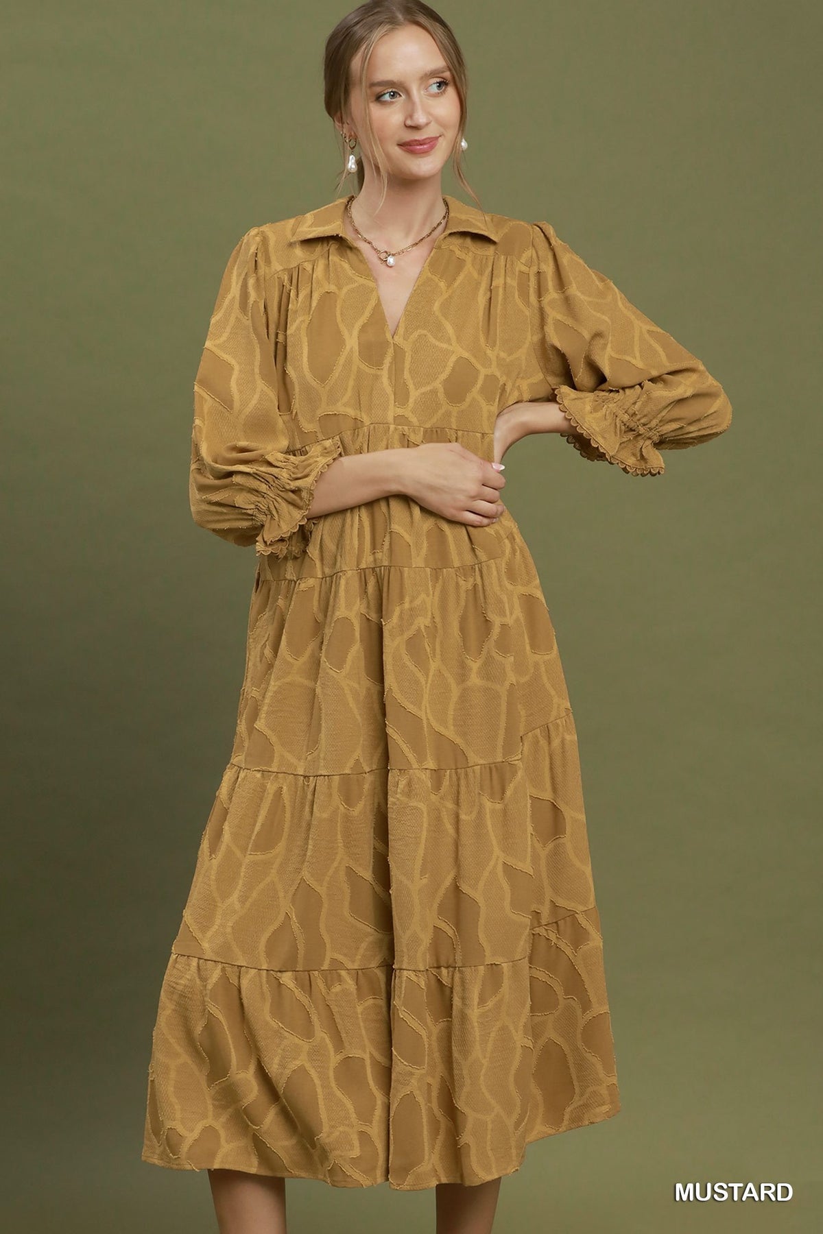 Tori Textured Tiered Midi Dress