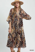 Curvy Mary Margaret Abstract Print Midi Dress