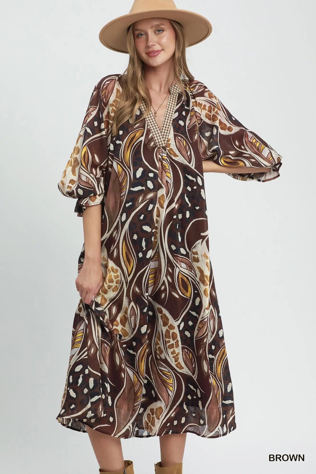 Curvy Mary Margaret Abstract Print Midi Dress