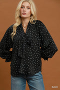 Lollie Polka Dot Tie Neck Top