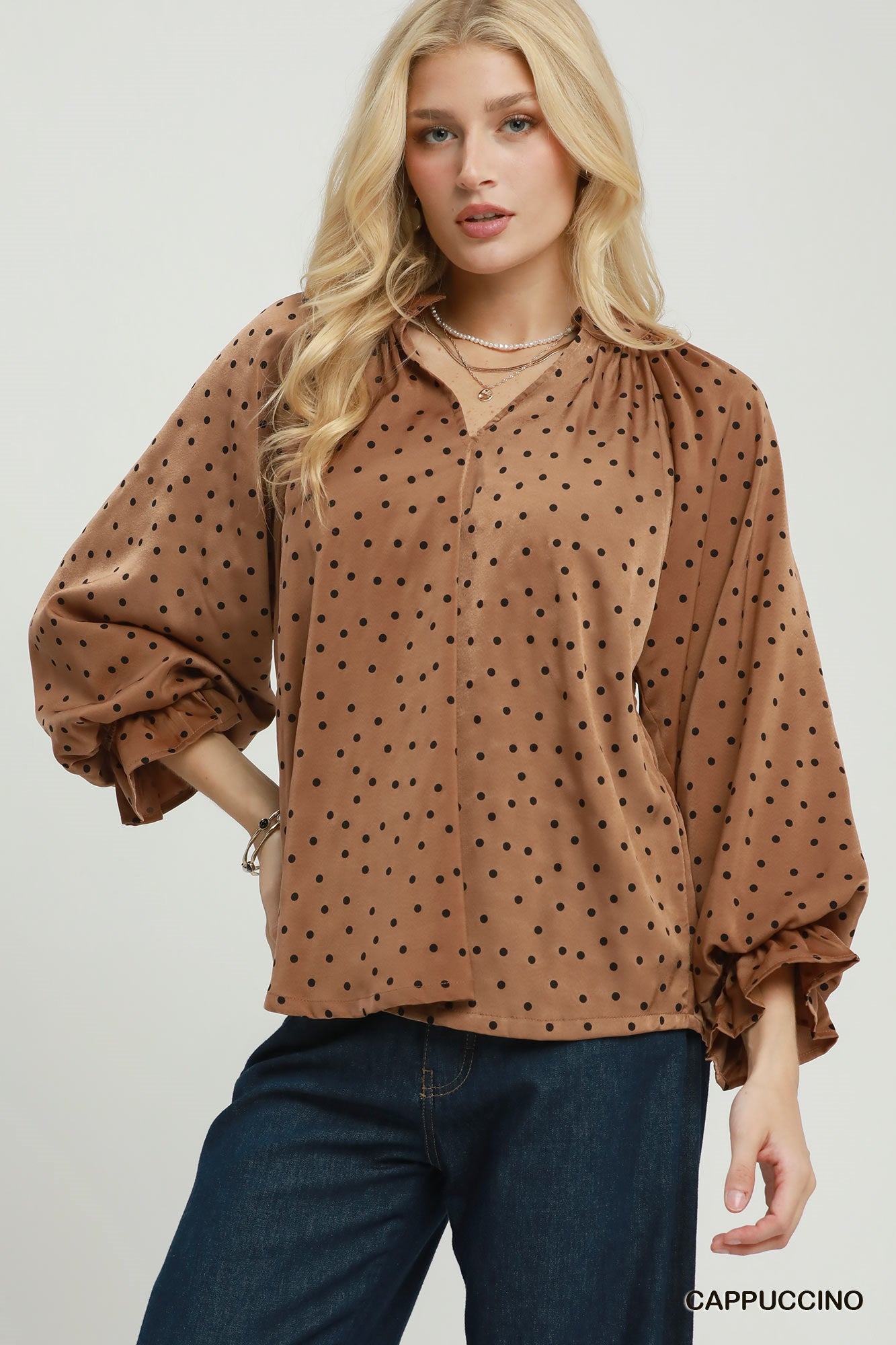 Lollie Polka Dot Tie Neck Top