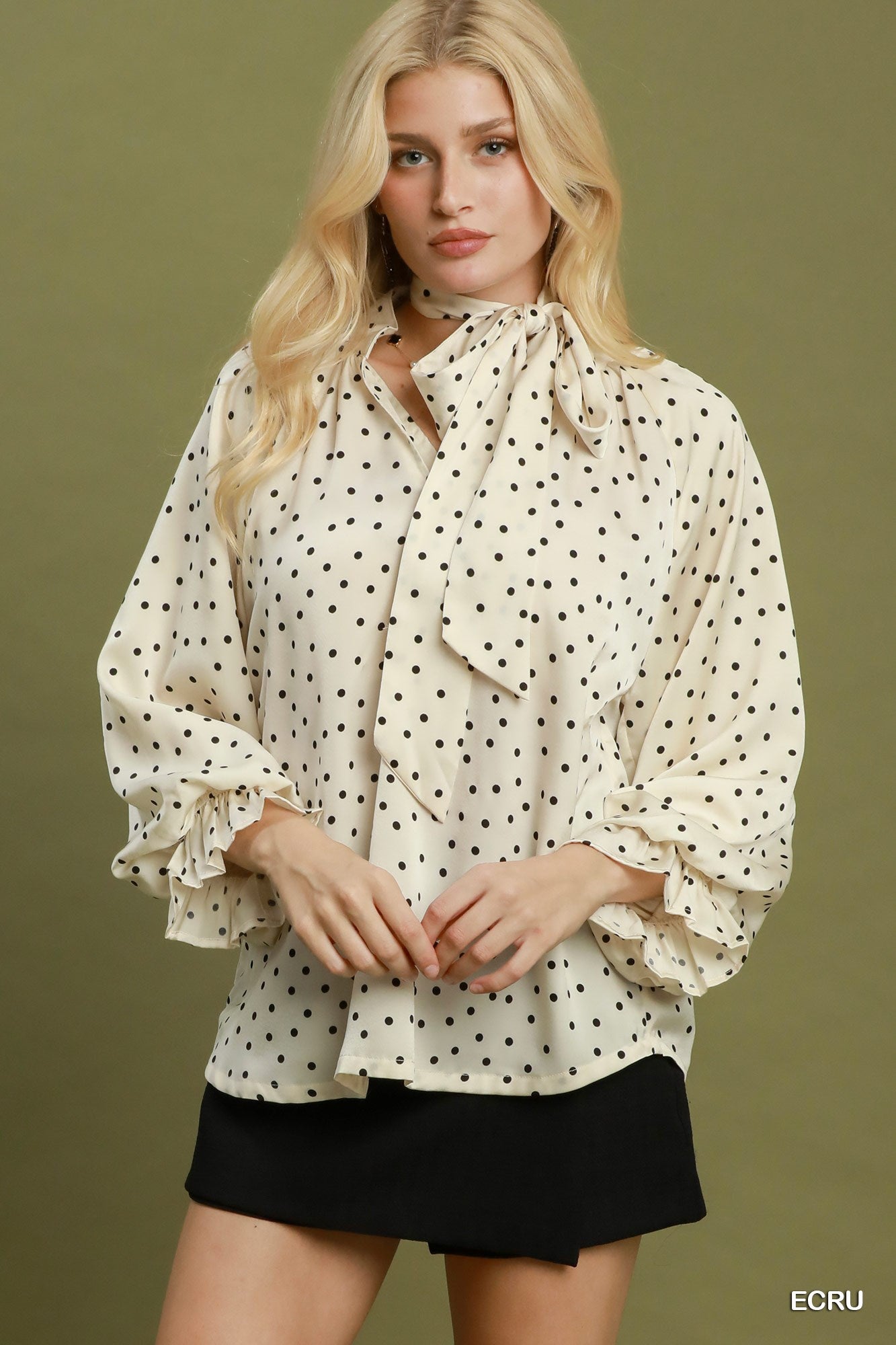 Lollie Polka Dot Tie Neck Top