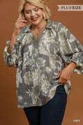 Curvy Pheobe Floral Split Neck Top
