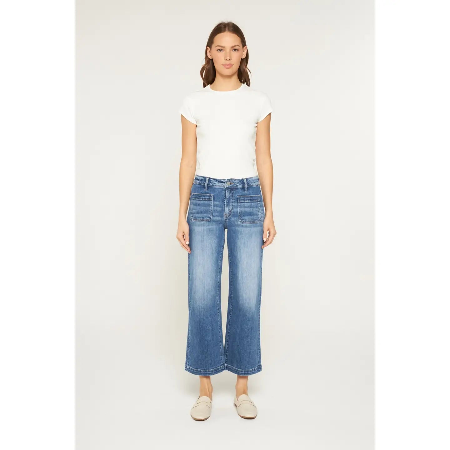 Cristabal Mica Denim Cropped Patch Pocket Jeans