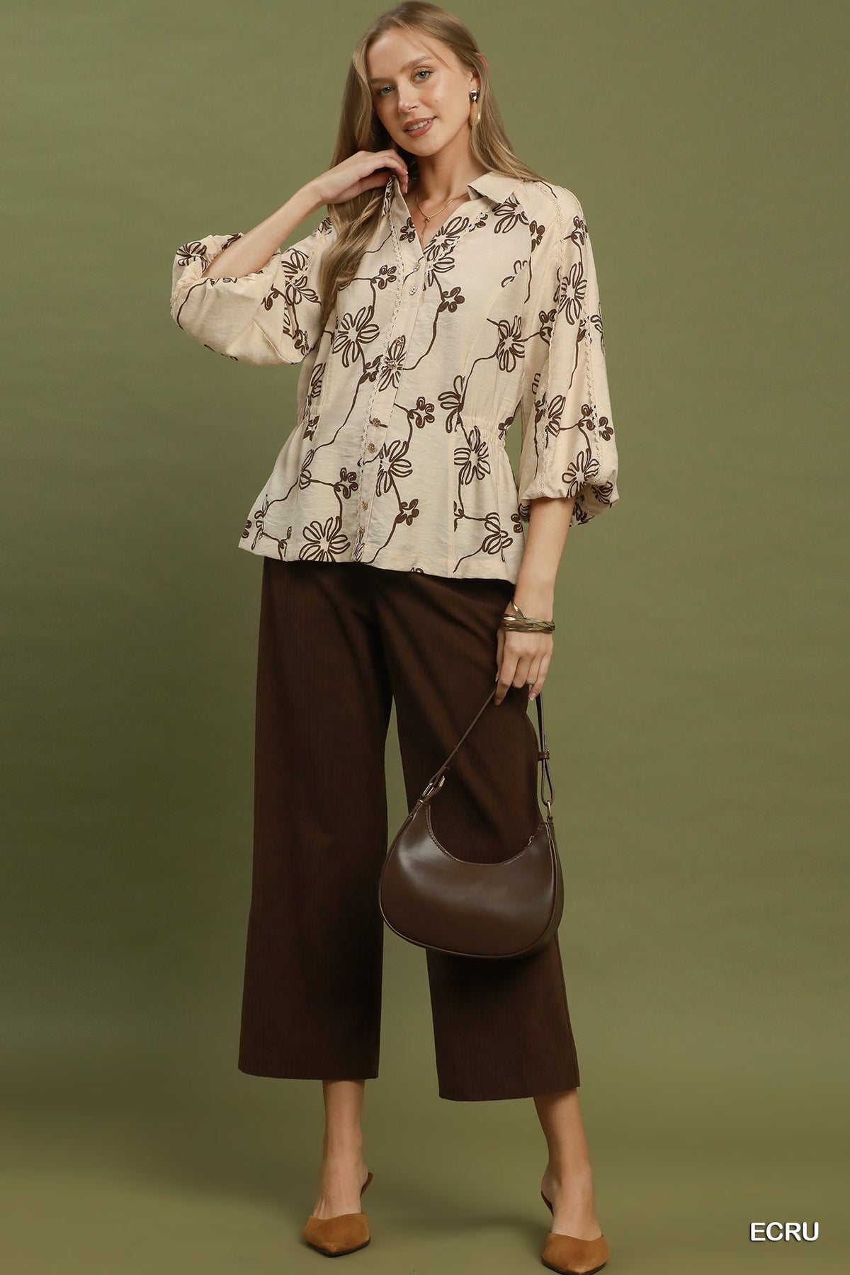 Saylor Cinched Waist Fall Floral Top