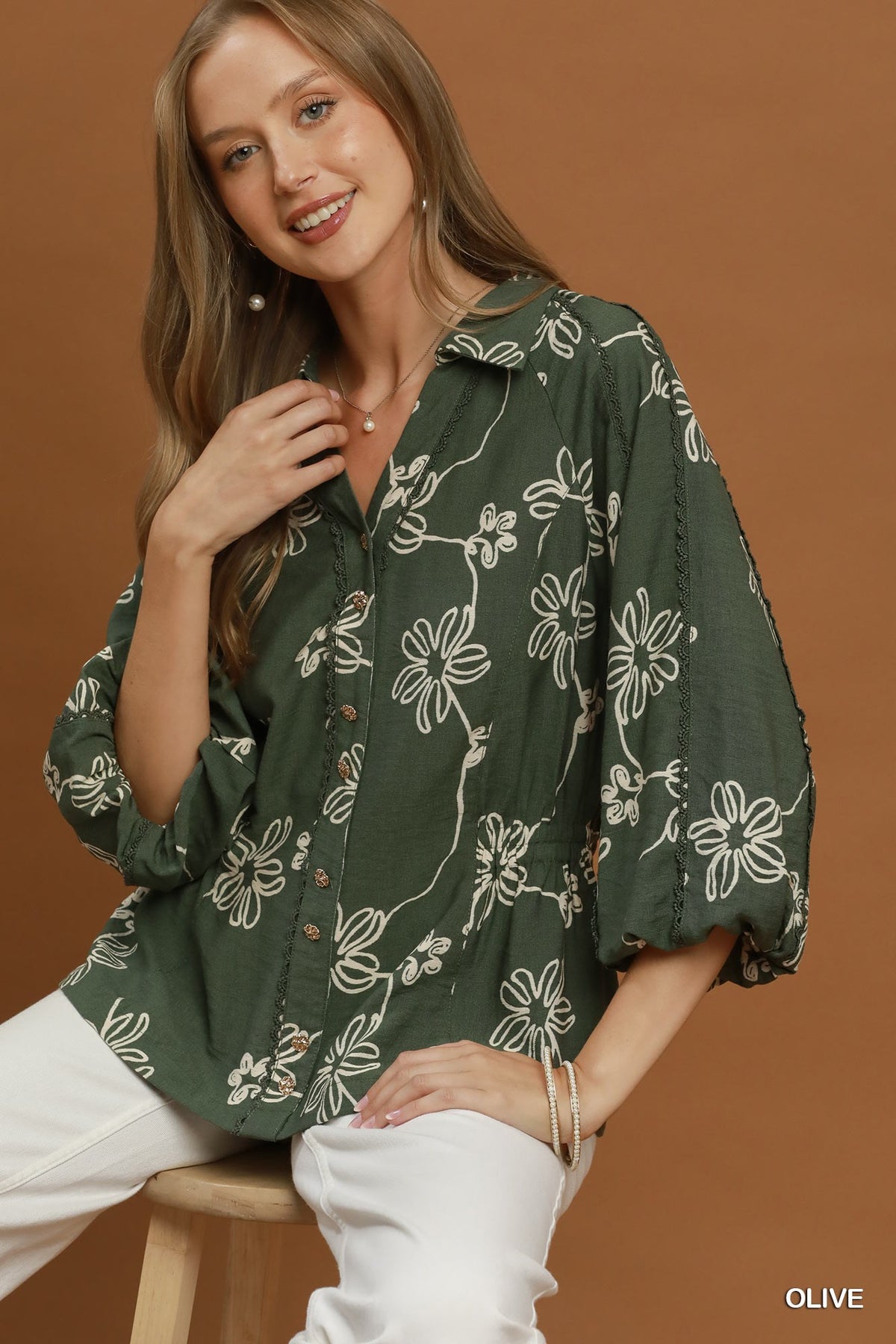 Lou Floral Print Button Front Top