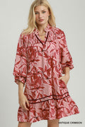 Karina Antique Crimson Floral Tiered Dress