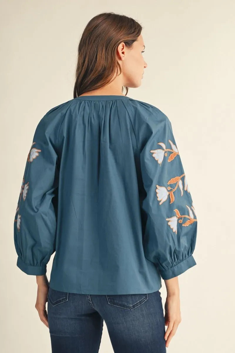 Rebecca Baroque Embroidered Floral Top