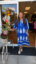 Curvy Karina Cobalt Blue Mixed Midi Dress
