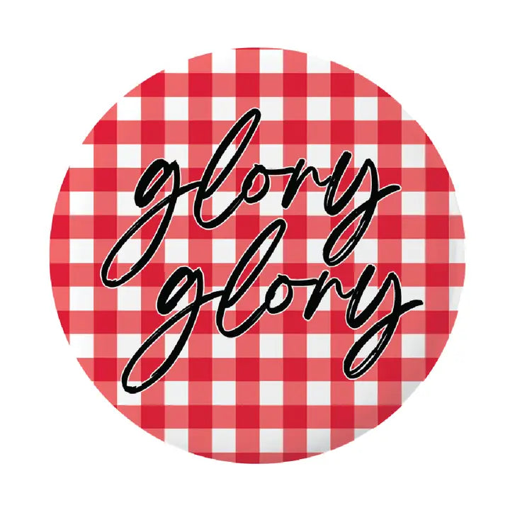 Glory Glory Checked Game Day Button