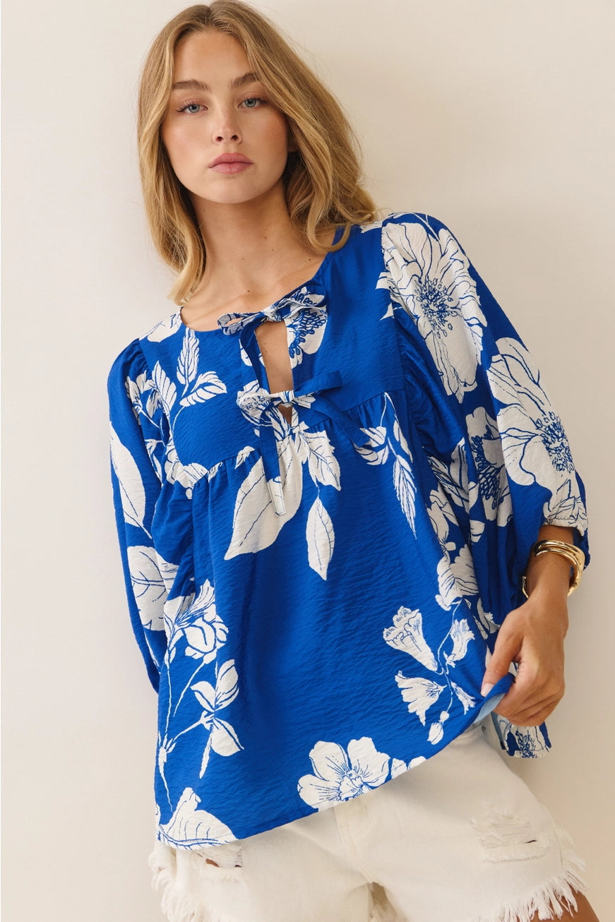 Cindy Blue Floral Top