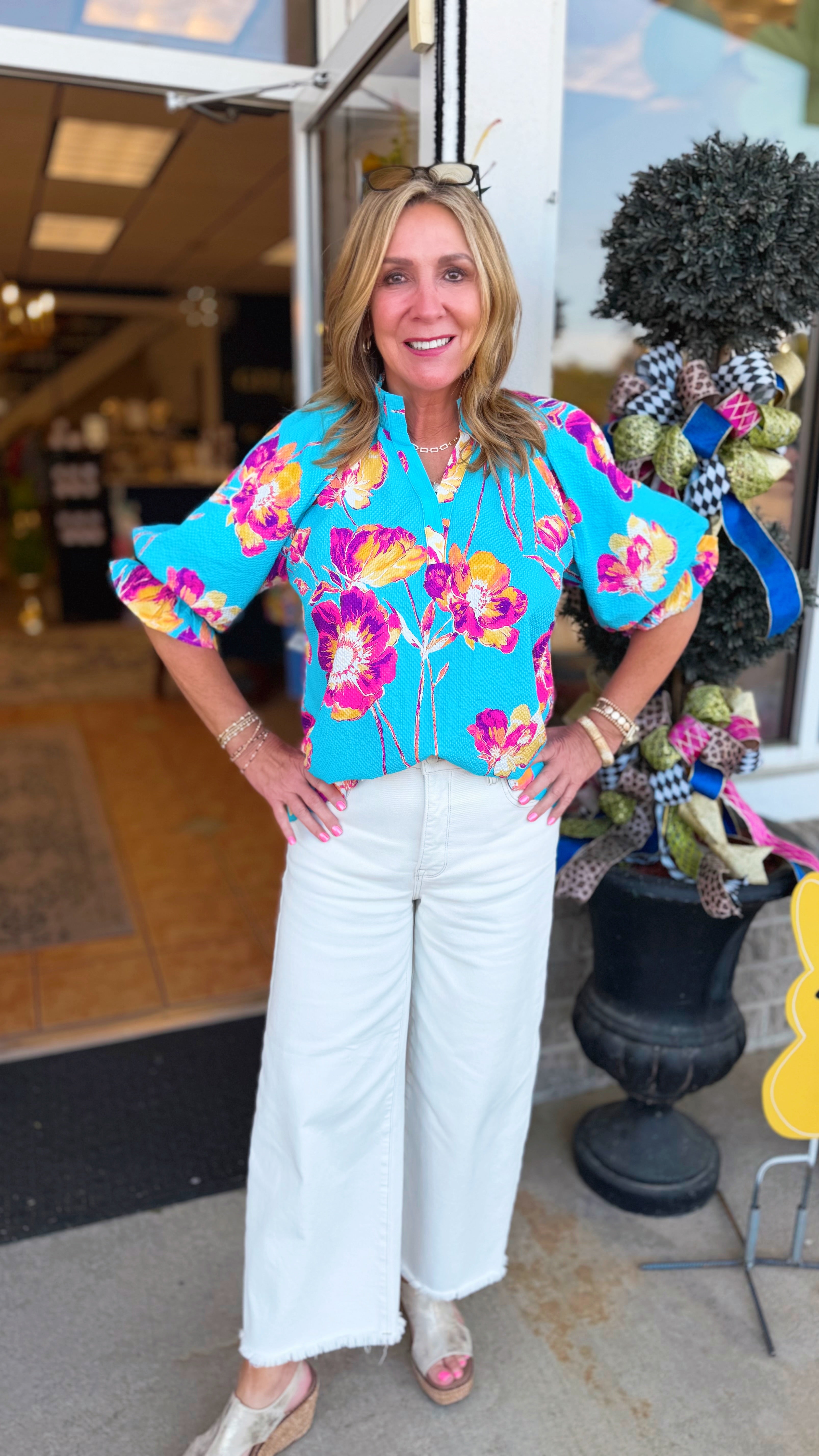 Jordyn Floral Ruffle Collar Top