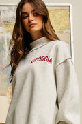 Georgia Emboirdered Chest Mock Neck Sweatshirt