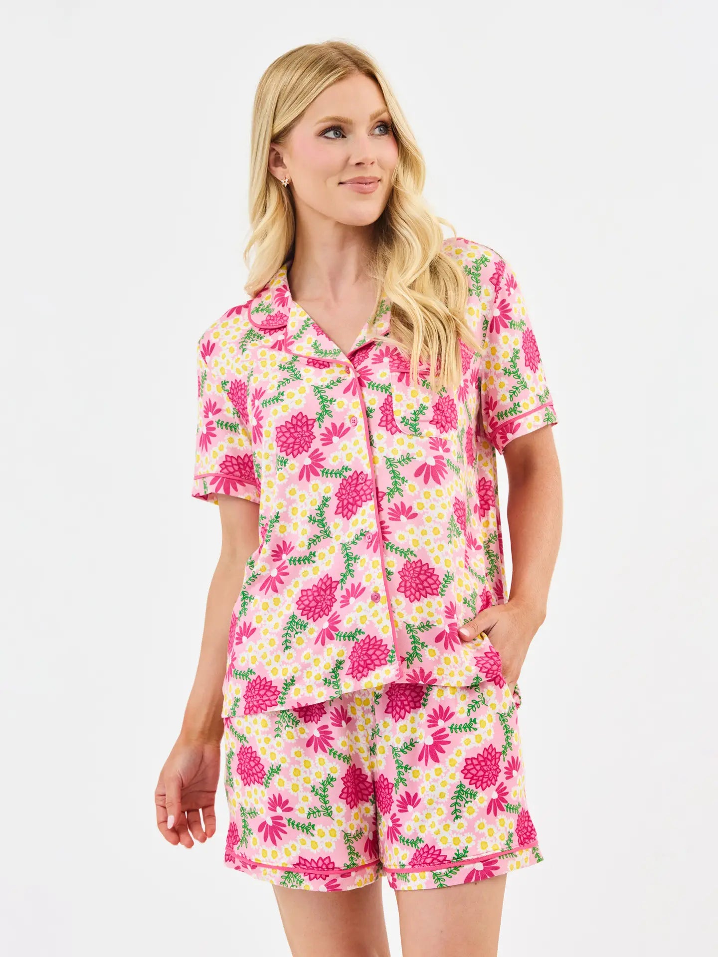 Charlotte Mary Square Daisy Chain Pajama Short Set