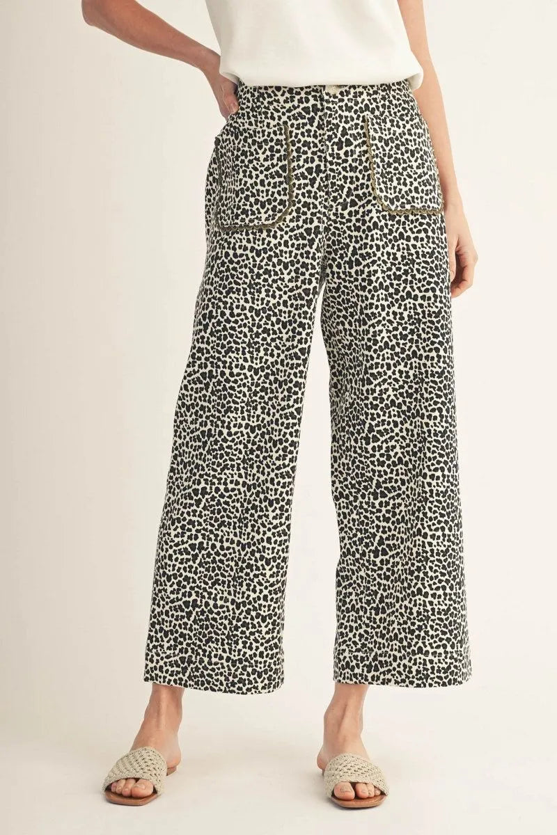 Marilyn High Waist Leopard Print Wide Leg Pants