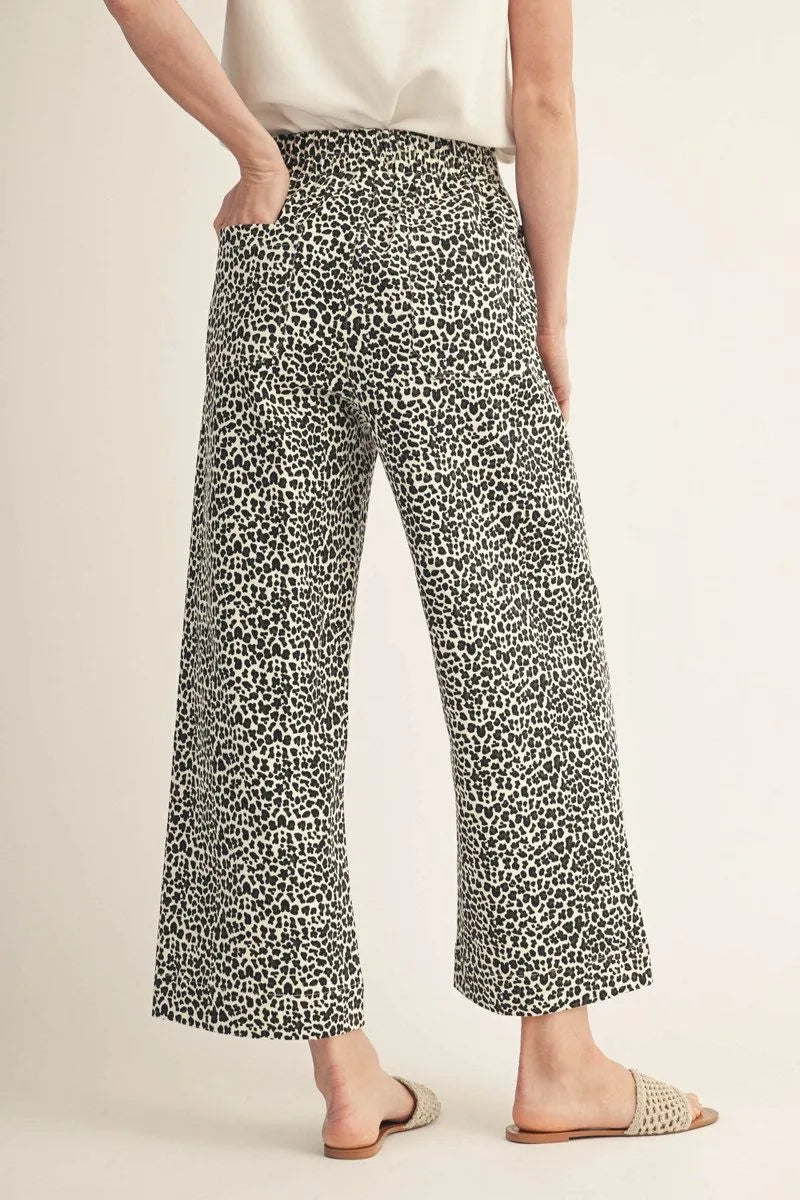Marilyn High Waist Leopard Print Wide Leg Pants