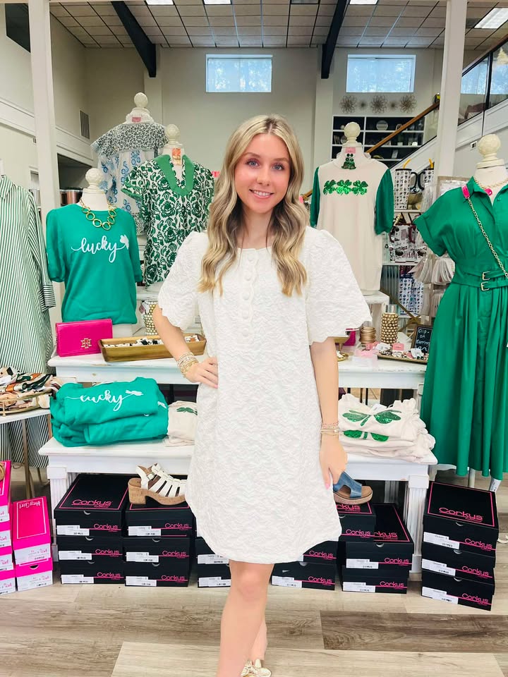 Olivia Cream Scallop Edge Mini Dress