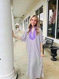 Lena Lavender Striped Midi Dress