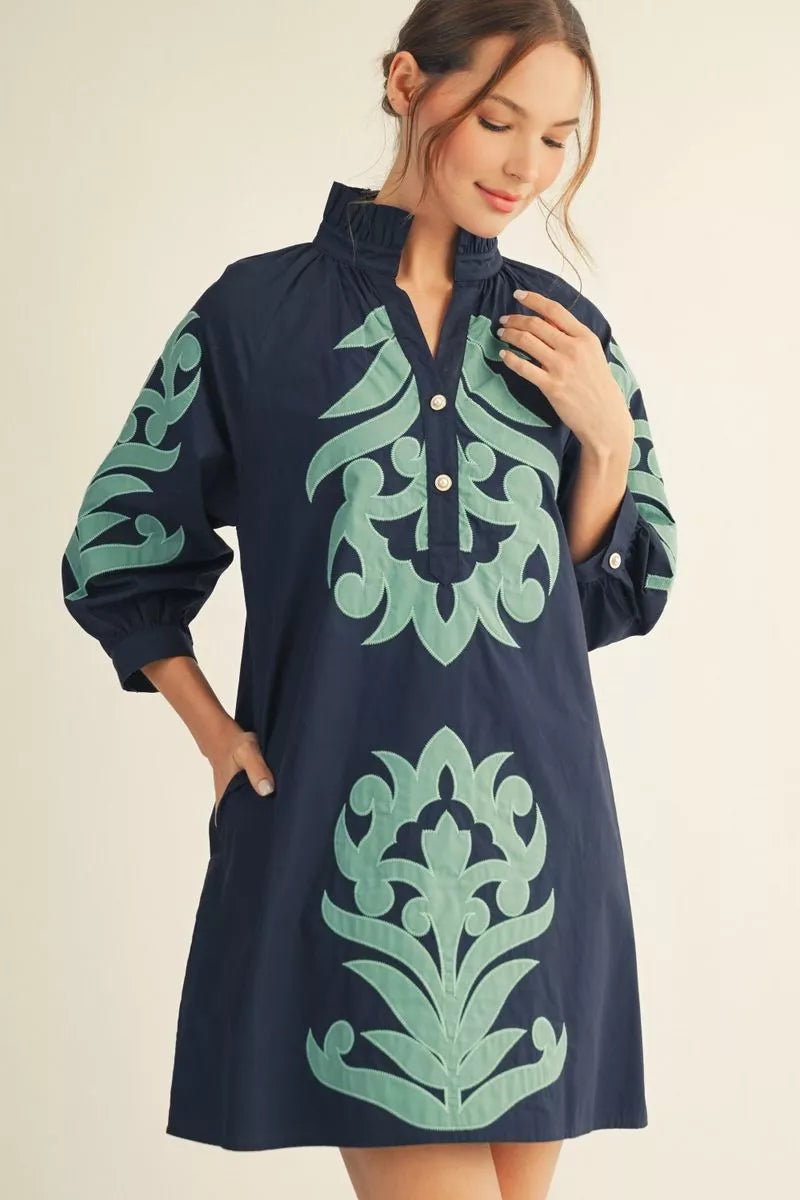 Curvy Darlene Baroque Floral Shift Dress