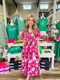 Fran Floral Fuchsia Midi Dress