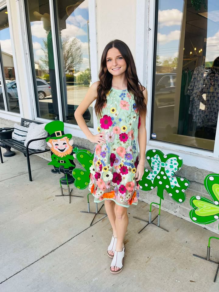 Trish 3D Floral Sleeveless Mini Dress